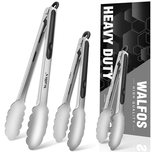 Food Grade Stainless Steel Kitchen Tongs for Cooking,BBQ - 7 ，9 and 12 Inch,Set of 3 Heavy Duty Locking Metal Food Tongs Non-Slip Grip - Image 1