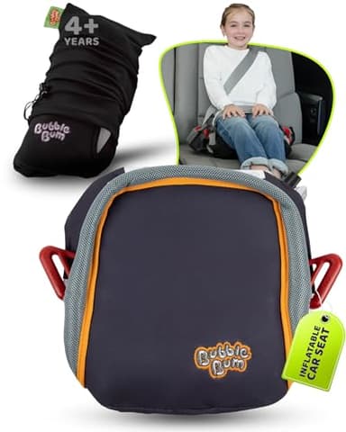 bubblebum Inflatable Travel Booster, Backless Car Seat for Kids Ages 4+, Portable Child Safety Seat for Cars, Lightweight Carseat for 40–100 lbs – Gray - Image 1