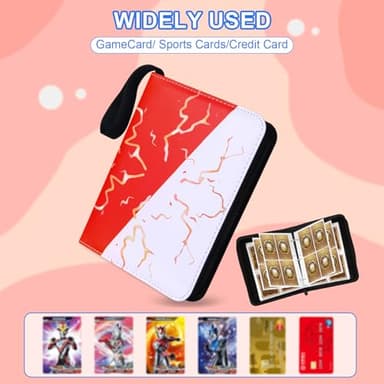 Awedsu Collectible Trading Card Albums,Collectible Trading Card Protective Sleeves,Card Binder 4-Pocket,400 Pockets Card Case Holder for TCG,Sports Card. (Red Blue) - Image 4