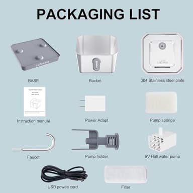 LABEKA Wireless Cat Water Fountain Stainless Steel, 4L/135oz Battery Operated Cat Fountain with Base, Automatic Pet Water Fountain, Ultra-Quiet and Easy Clean for Cats Dogs Multiple Pets(2 Filters) - Image 9