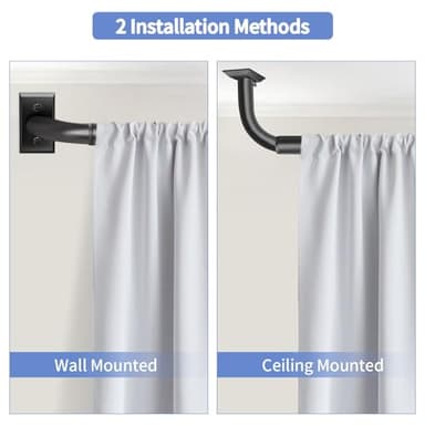 ZYRW Black Curtain Rods, Room Darkening Curtain Rod for Windows 48 to 90 Inches(4-7.5Ft), Wrap Around Curtain Rods, Heavy Duty Blackout Drapery Rod,Modern Decorative Window Treatment Rod, Matte Black - Image 5