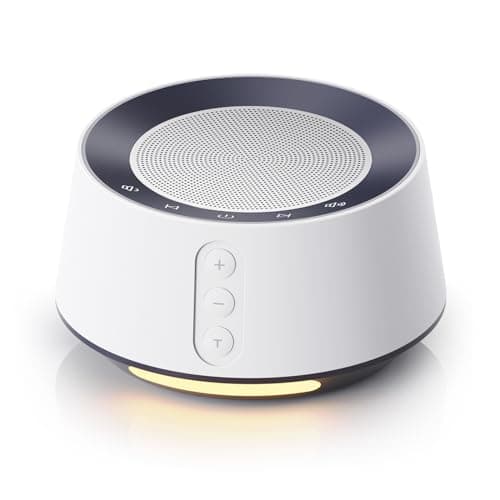 BGOVERSS White Noise Sound Machine with 20 Soothing Sounds, 10 Colors Night Light Sleep Machines Home Office Travel, 5 Timers and Memory Feature Sound Machine for Nursery Baby Kids Adults (White) - Image 1