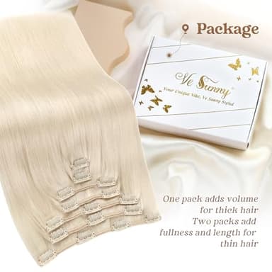 Ve Sunny Blonde Clip in Hair Extensions Real Hair Extensions Clip in Human Hair Clip in Extensions Real Human Hair Natural Look Human Hair Extensions Clip ins 18inch 7pcs 120g - Image 4
