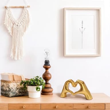 Mezchi Gold Heart Hands Sculpture Room Decor, Aesthetic Decor for Living Room Bedroom Bookshelf, Love Finger Modern Art Aesthetic Sculpture for Home Office Desktop, Birthday Gift - Image 7