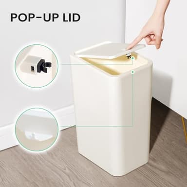 Cesun Bathroom Trash Can, 4.0 Gallon / 15 Liter Small Garbage Can with Press Top Lid, Plastic Wastebasket with Pop-up Lid for Toilet, Office, Bedroom, Living Room, White - Image 3