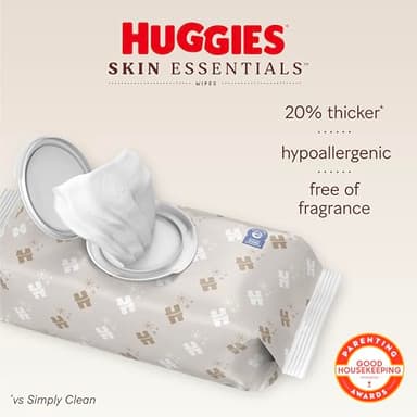 Huggies Skin Essentials Baby Wipes, Hypoallergenic, 99% Water, 10 Flip Top Packs (560 Wipes Total) - Image 2