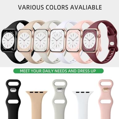 Lerobo Thin Slim Bands Compatible with Apple Watch 40mm 38mm 44mm 45mm 46mm 42mm 41mm 49mm SE iWatch Bands Ultra 3 2 1 Series 11 10 9 8 7 6 5 4 3 2 1 for Women Men, Soft Narrow Sport Strap Wristband - Image 3