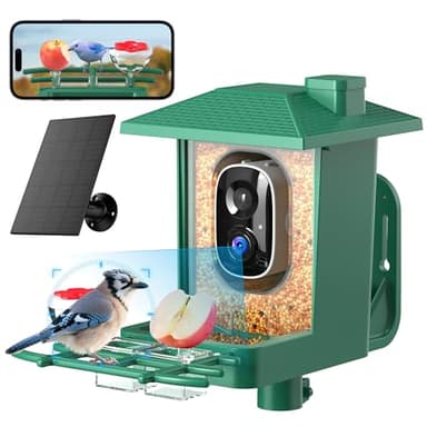 Bird Feeder with Camera Outdoor Solar: Smart Birdfeeder with AI Recognition - 2K HD Live Stream Video Camera for Outside Wild Birds Garden Decor - Bird Lover Gifts - Image 1