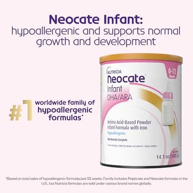 Nutricia Neocate Infant - Hypoallergenic, Amino Acid-Based Baby Formula - Well-Tolerated & Supports Normal Growth - Infant Formula with DHA, ARA & Iron - 14.1 oz can (Pack of 4) - Image 3