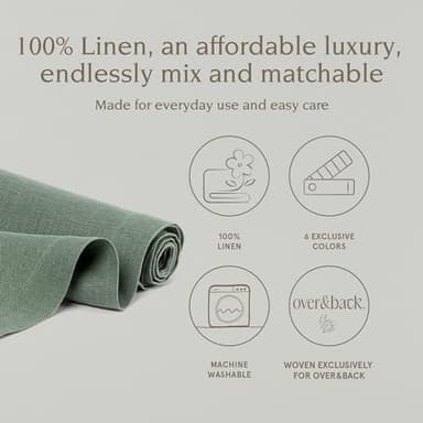 over&back 18x108 Washed 100% Linen Table Runner - Washable Table Runners for a Custom Home Decor Tablescape - Perfect for Coffee Table, Dinner Table, Living Room, and More - Green - Image 2