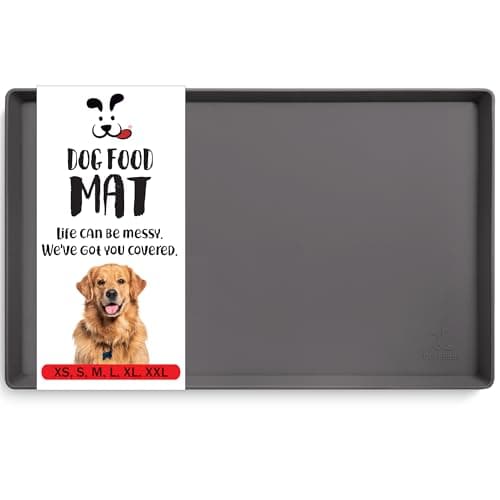 DogBuddy Dog Food Mat – Waterproof Dog Bowl Mat for Food and Water, Silicone Pet Feeding Mats for Floors, Non-Slip Placemat with High Edges for Dogs Bowls, Puppy Essentials (XXL: 32"x24", Shadow) - Image 1