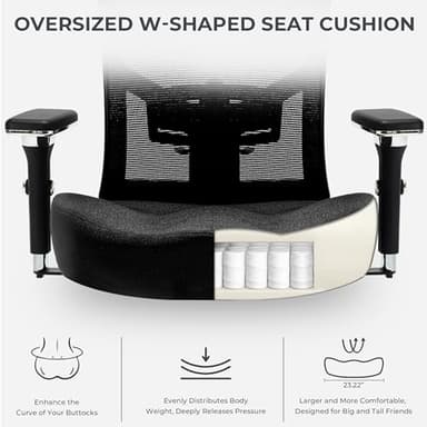 Big and Tall Office Chair 500lbs, Ergonomic Oversize Mesh Desk Chair, Heavy Duty High Back Computer Chair with Wide Thick Seat Cushion, Adjustable Lumbar Support, 4D Armrests - Image 4
