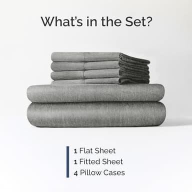 Queen Sheets Set 6 Piece - Bed Sheets Queen Size - Soft Hotel Luxury Bedding - Cooling, Comfy & Breathable - 1 Flat & 1 Fitted & 4 Pillowcases with Deep Pockets - Wrinkle & Fade Free - Heathered Grey - Image 2