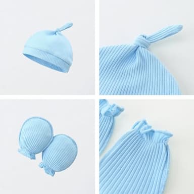 Bibimom Infant Boy Clothes 0-3 Months Knit Round Crew Neck Snap Closure Blue Romper - Image 3
