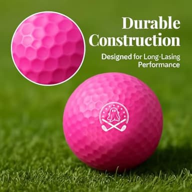 Ghost Pink Funny Golf Balls for Women – Shocked Emoji Face, High-Visibility Pink, Sleeve of 3 Novelty Practice Balls, Cute Golf Gift for Her, Ladies & Girls - Image 2