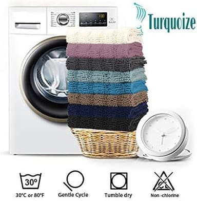 Turquoize Non-Slip Kitchen/Bath Rug Runner Luxury Chenille Shaggy Bathroom Rug Mat Cream Bath Mat, Ultra Soft and Cozy, Super Absorbent Large Shaggy Rugs, Washable Carpet Kitchen Mats, 59"x20", Cream - Image 7