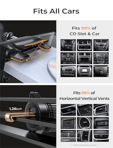 LISEN CD Slot Phone Mount for Car, Adjustable CD Phone Holder for Car Phone Mount for iPhone Ultra Sturdy Vent Cell Phone Holder Mount for iPhone 16 Pro Max Plus Accessories (Silver) - Image 5