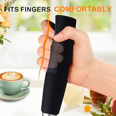 YUSWKO Black Handheld Milk Frother Wand for Coffee, Rechargeable Electric Whisk with 3 Heads 3 Speeds Drink Mixer Coffee Frother For Latte, Cappuccino, Hot Chocolate, Egg - Image 4
