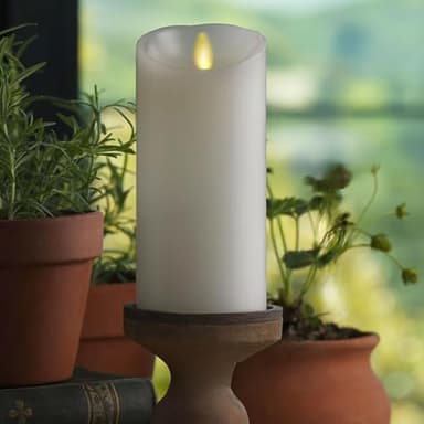 Luminara - Flameless LED Battery Operated Flickering Pillar Candles - White - Pack of 1-3x6.5 - Realistic Moving Flame Real Wax Indoor/Outdoor Decor - Image 1