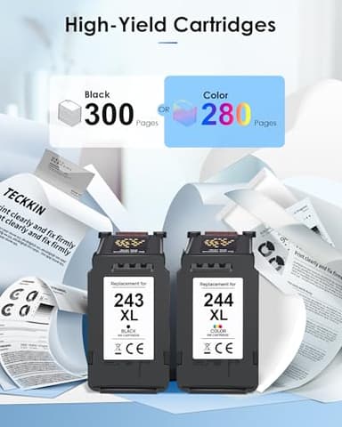 PG-243XL / CL-244XL Ink Value Pack Replacement for Canon 243 and 244 Ink Cartridges Compatible to Canon Pixma TR4520 TR4522 MG2522 MG2520 MX490 MX492 TS3322 TS202 TS302 Printer (1 Black, 1 Tri-Color) - Image 3