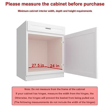 Sikarou Pull Out Cabinet Organizer 26" W x 21" D, Heavy Duty Kitchen Cabinet Pull Out Shelves, Slide Out Wire Basket for Kitchen Cabinets, Bathroom, Pantry, Chrome Finish - Image 3