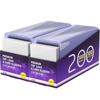 400 Card Sleeves Top Loaders for Cards, Toploaders Premium Baseball Card Sleeve Hard Plastic, 3" x 4" Trading Cards Holder, Sports Protectors(200 Toploaders + 200 Penny Sleeves) - Image 1