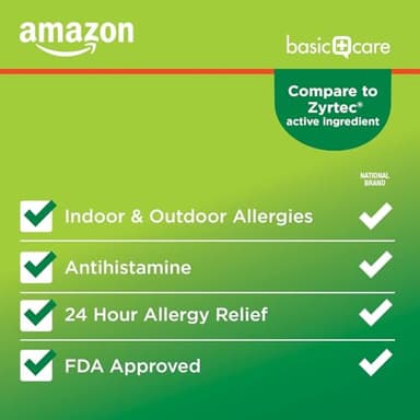 Amazon Basic Care All Day Allergy, Cetirizine Hydrochloride Tablets, 10 mg, Antihistamine, 90 Count (Packaging may vary) - Image 2