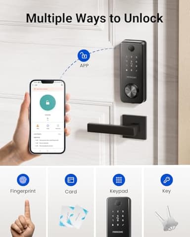 Proscenic L60 Smart Lock [Zinc Alloy IPX5 Weatherproof] Fingerprint Keyless Entry Door Locks for Front Door, Electronic Digital Deadbolt with App Control, Keypad Code, 2 Keys & Fobs, 1-Year Battery - Image 2
