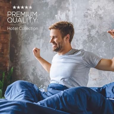 Mueller UltraTemp King Size Sheets Set – 6 Piece Premium Bedding, Silky Soft 1800 Thread Count, Cooling, Deep Pocket up to 16", Breathable Heat Transfer, Wrinkle-Resistant & Hypoallergenic, Navy - Image 8