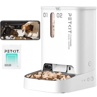 PETKIT Automatic Cat Dog Feeder with Camera, AI-Powered Motion Capturing, 1080P HD Video with Night Vision, 2.4G WiFi Pet Feeder with 2-Way Audio, Dual Hopper Pet Food Dispenser with Desiccant - Image 1