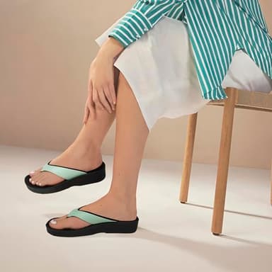 AEROTHOTIC Arch Support Flip Flops for women Stylish Cushioned Padded Straps with Soft Toe Post Slip on Footwear Dressy Travel Recovery Outdoor Comfortable Walking Sandals (Ravine Sage Green, Size 8) - Image 2