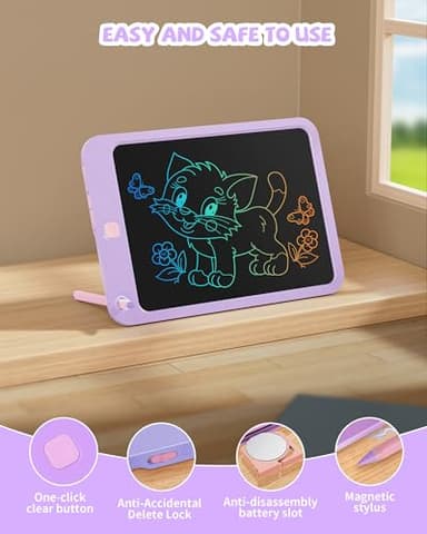 LCD Writing Tablet 10 Inch, Toys for 3 4 5 6 7 8 9 10 Year Old Boys Girls, Colorful Doodle Board Drawing Tablet, Gift for Boys Toddlers Age 3-12 Years, Memo Board, Drawing Pads with Lanyard(Purple) - Image 3