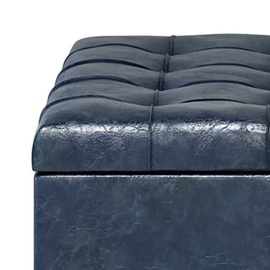 SIMPLIHOME Harrison 36 inch Wide Transitional Square Coffee Table Storage Ottoman in Denim Blue Vegan Faux Leather, Assembled, For the Living Room and Bedroom - Image 8