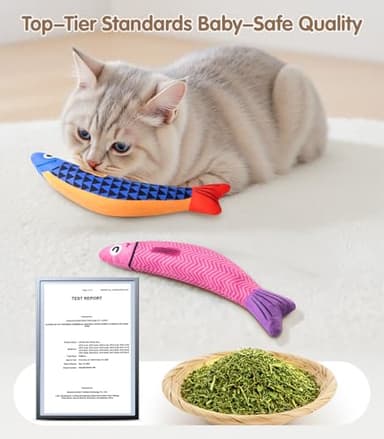 PetBusy Interactive Cat Toys with [5000mg A+ Organic Catnip] [Baby Grade] Soft Chew Kicker Cat Toys for Indoor Cats & Kittens,Crinkle &Rattle Fish Sound Toy,Drives Bored Cats Crazy with Fun,2 Pack - Image 7