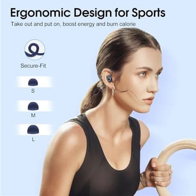 Wireless Earbuds,50H Stereo Ear Buds Dual LED Display, Bluetooth 5.3 Headphones Sport, 2025 Bluetooth Earbuds with 4 ENC Noise Canceling Mic, IP7 Waterproof Earphones with Earhooks for Running, Navy - Image 7