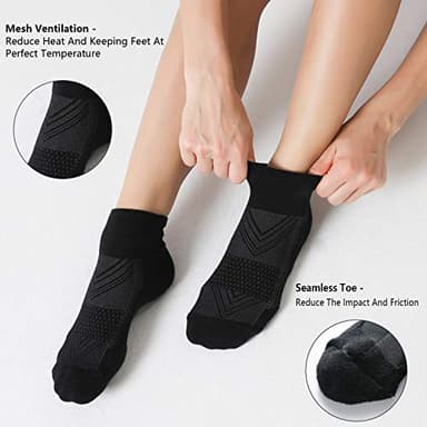 CelerSport 6 Pack Men's Ankle Socks with Cushion, Sport Athletic Running Socks, Black, X-Large - Image 4
