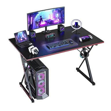 CubiCubi Gaming Desk 32 Inch PC Computer Desk, Home Office Desk Table Gamer Workstation, Simple Game Table, Black - Image 1