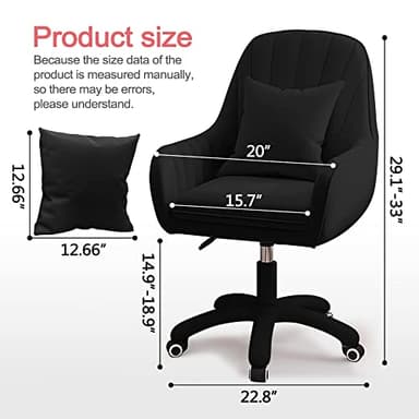 XUEGW Home Office Chair Computer Chair with Mid-Back Upholstered Modern Tufted Computer Task Chair Swivel Height Adjustable Velvet Accent Chair Suitable for Bedroom, Study - Image 2