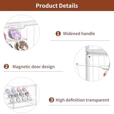 Clear Acrylic Display Case Upgrade 4 Tier Figure Display Case with 3 Movable Plates, Stackable Display Box Showcase with Magnetic Door for Collectibles (Large-2pack) - Image 7