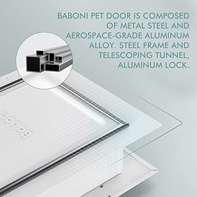 Baboni 3-Flap Pet Door for Wall, Steel Frame and Telescoping Tunnel, Aluminum Lock, Double Flap Dog Door and Cat Door, Strong and Durable (Pets Up to 100 Lb) -Large - Image 4