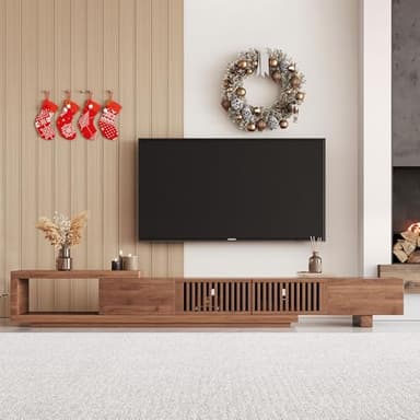 NessCarsti Mid Century Modern TV Stand for 75+ Inch TVs, Extendable Media Console (78"-103") with Ample Storage - Sleek Walnut Entertainment Center for Living Room - Image 1