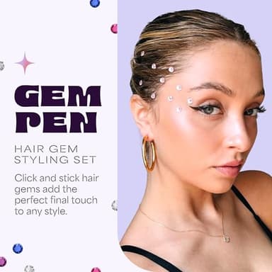 Hair Gem Pen for Girls – 240 Stick-On Hair Gems & Stamper Tool – Hair Jewels Kit for Kids, Festivals, School, Halloween, Parties, Weddings – Easy to Apply & Remove – Hair Accessories by Hally Hair - Image 5