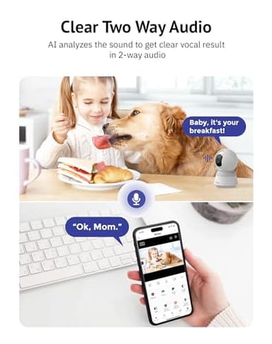 Hugolog 3K 5MP Indoor Pan/Tilt Security Camera with Auto-Focus(2pcs),Ideal for Baby Monitor/Pet Camera/Home Security,Starlight Color Night Vision,Human/Pet AI,Noise Reduction,US Cloud,Works with Alexa - Image 8