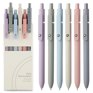 FIOVER Gel Pens - 6Pcs 0.5mm Fine Point Smooth Writing, Black Gel Ink Pens for Journaling Note Taking, Cute Aesthetic Office School Supplies Gifts for Women(6pcs Morandi) - Image 1