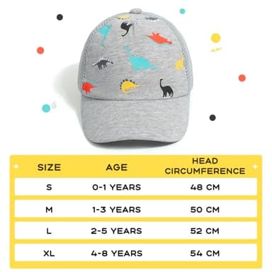 Hpegny Toddler Baseball hat Baby Cap Sun hat Printed Dinosaur Motif Kids Boys Girls Age 1t-2t - Image 6