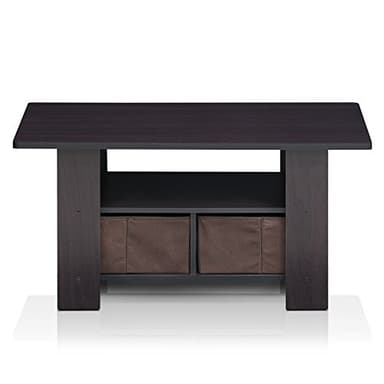 Furinno Andrey Coffee Table with Bin Drawer, Dark Walnut - Image 5