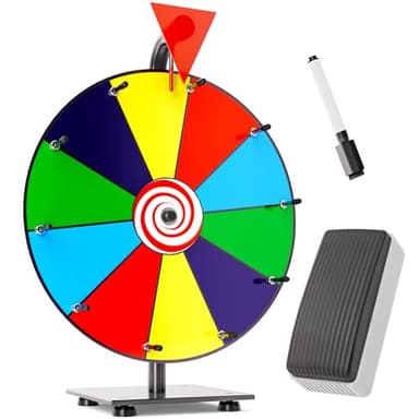 T-SIGN 12 Inch Heavy Duty Spinning Prize - 10 Slots Color Tabletop Roulette Spinner Wheel of Fortune - Spin The Wheel with Dry Erase Marker and Eraser Win The Fortune Spin Game for Trade Show - Image 1