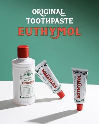 EUTHYMOL Original Pink Toothpaste (3.7fl oz*3, Pack of 3) - Fluoride-Free Toothpaste for Sensitive Teeth & Gum. Bad Breath, Cavity Prevention, 12-Hour Long Lasting Freshness with Wintergreen - Image 8