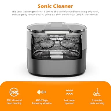 KECOOLKE Ultrasonic Jewelry Cleaning Machine, 750ml Sonic Cleaner with Digital Timer for Eyeglasses, Rings，Silver， Cleaner Solution for Gifts - Image 2