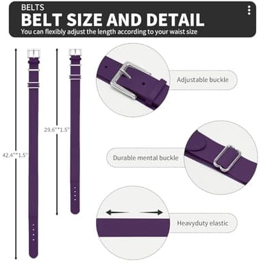 QBK Toddler Baseball Socks And Belt Youth Softball Tee Ball Combo Set for Boy Girl (2 Pairs of Socks & 1 Belt) Purple 11-13Y - Image 5